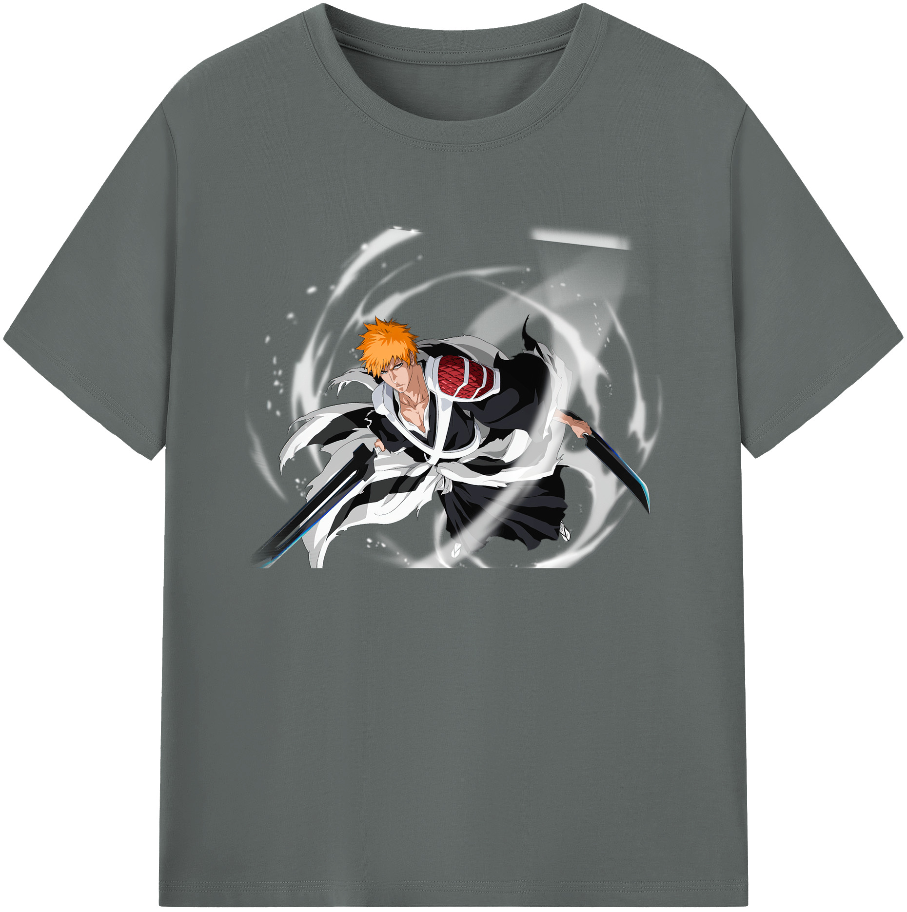 （画像用） ブリーチ 黒崎一護（くろさき いちご）BLEACH Kurosaki Ichigo 綿100％ メンズ半袖Tシャツ｜肌触りやわらか＆通気性